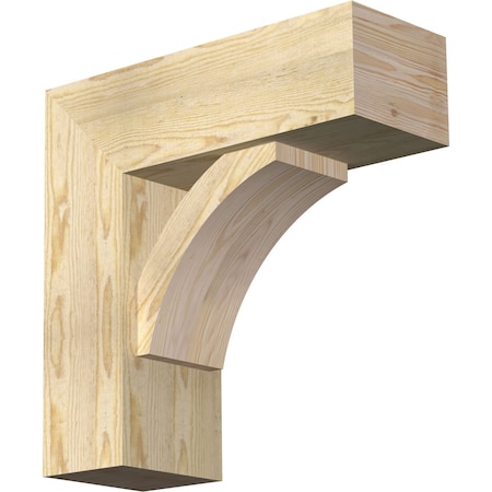 Ekena Millwork Thorton Block Rough Sawn Bracket w/ Offset Brace, Douglas Fir, 8"W x 22"D x 22"H BKT0806X22X22THR05RDF
